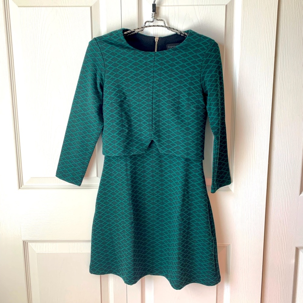 Topshop green overlay dress size 0